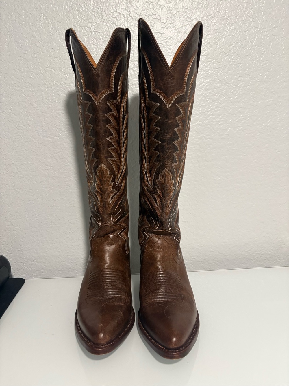 Tecovas Abby Mocha Brown Leather Heeled Western Boots - Picture 2 of 8
